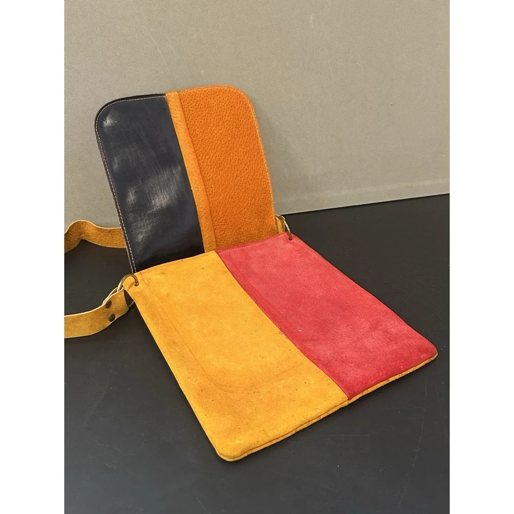Vintage Multi Color Suede Shoulder Bag‎